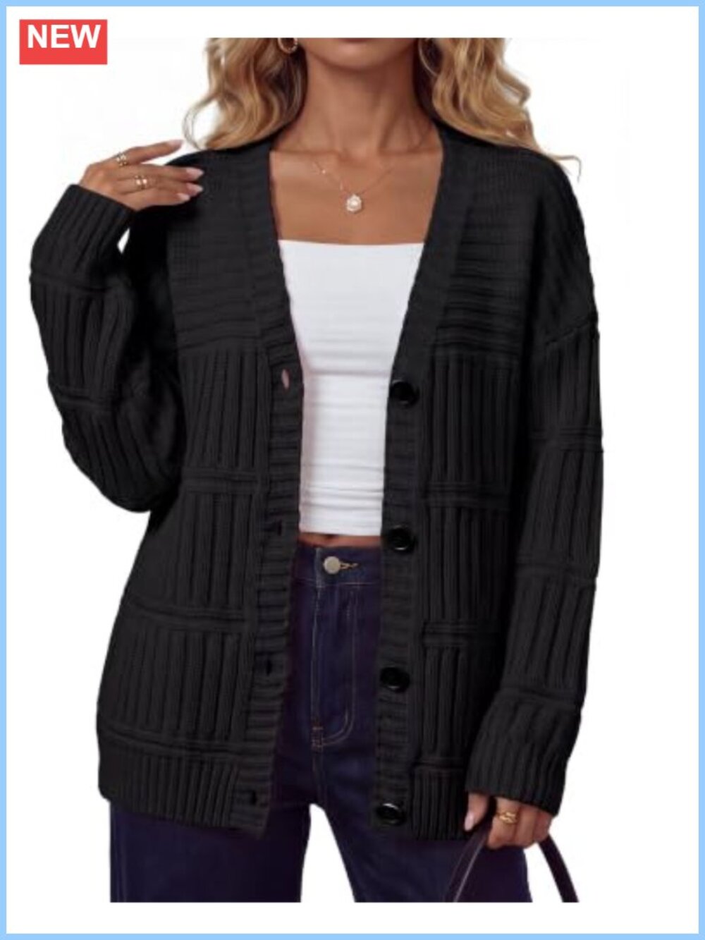 Wool Blend Chunky Knit Oversized Cardigan Sweater